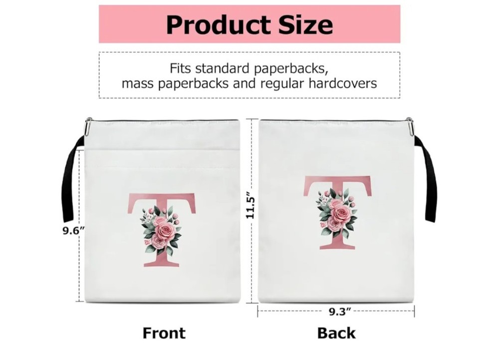 Initial Book Sleeve Cover Personalized Floral Protector with T