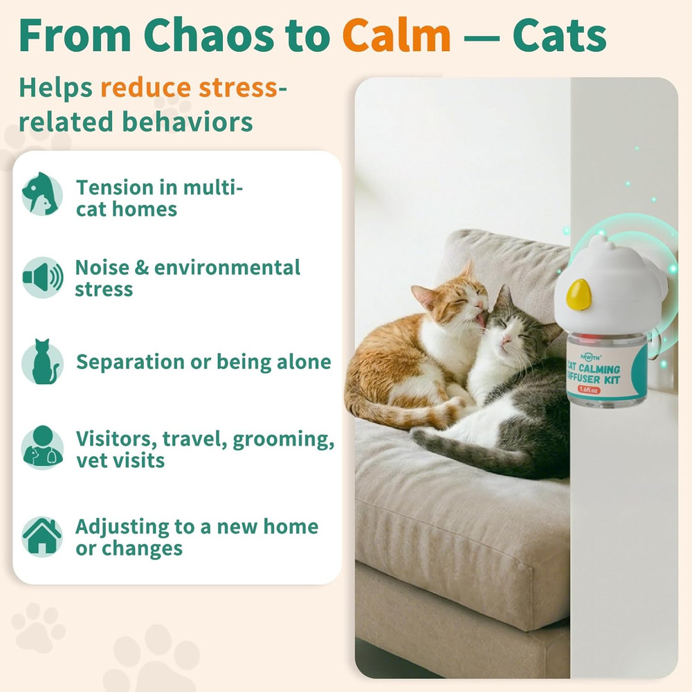 Cat Calming Diffuser with Pheromones – Cat Pheromone Diffuser for Cats, Helps Re