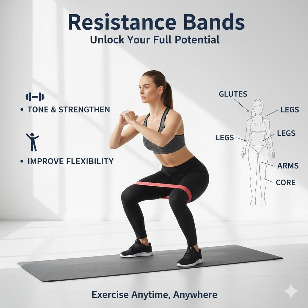 Resistance Bands Set for Workout – 5 Pack Durable Loop Exercise Bands for Streng