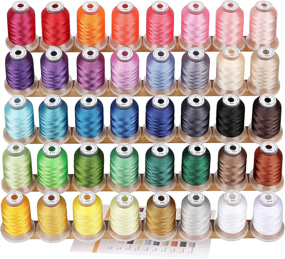 40 Spools Polyester Machine Embroidery Thread Kit 500M Colors Compatible with Br