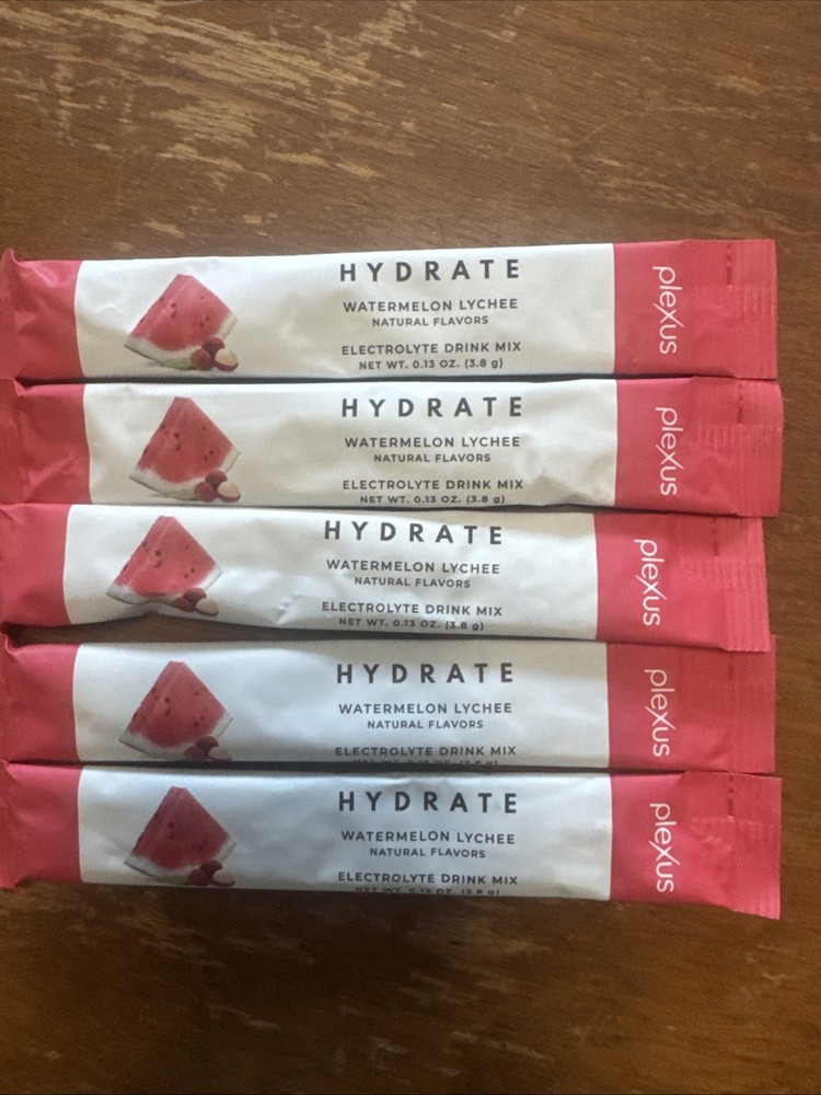Plexus Hydrate Watermelon Lychee Electrolyte Drink, 5 Servings, Exp 07/2026