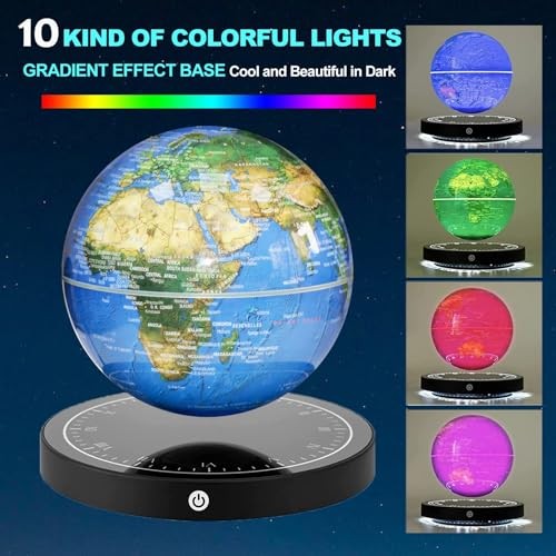 Floating Globe, Magnetic Levitating Globe with LED Light, 360° Rotating