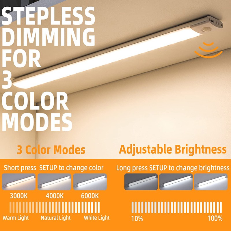 20CM LED Motion Sensor Under Cabinet Closet Light USB Rechargeable Kitchen Lamp