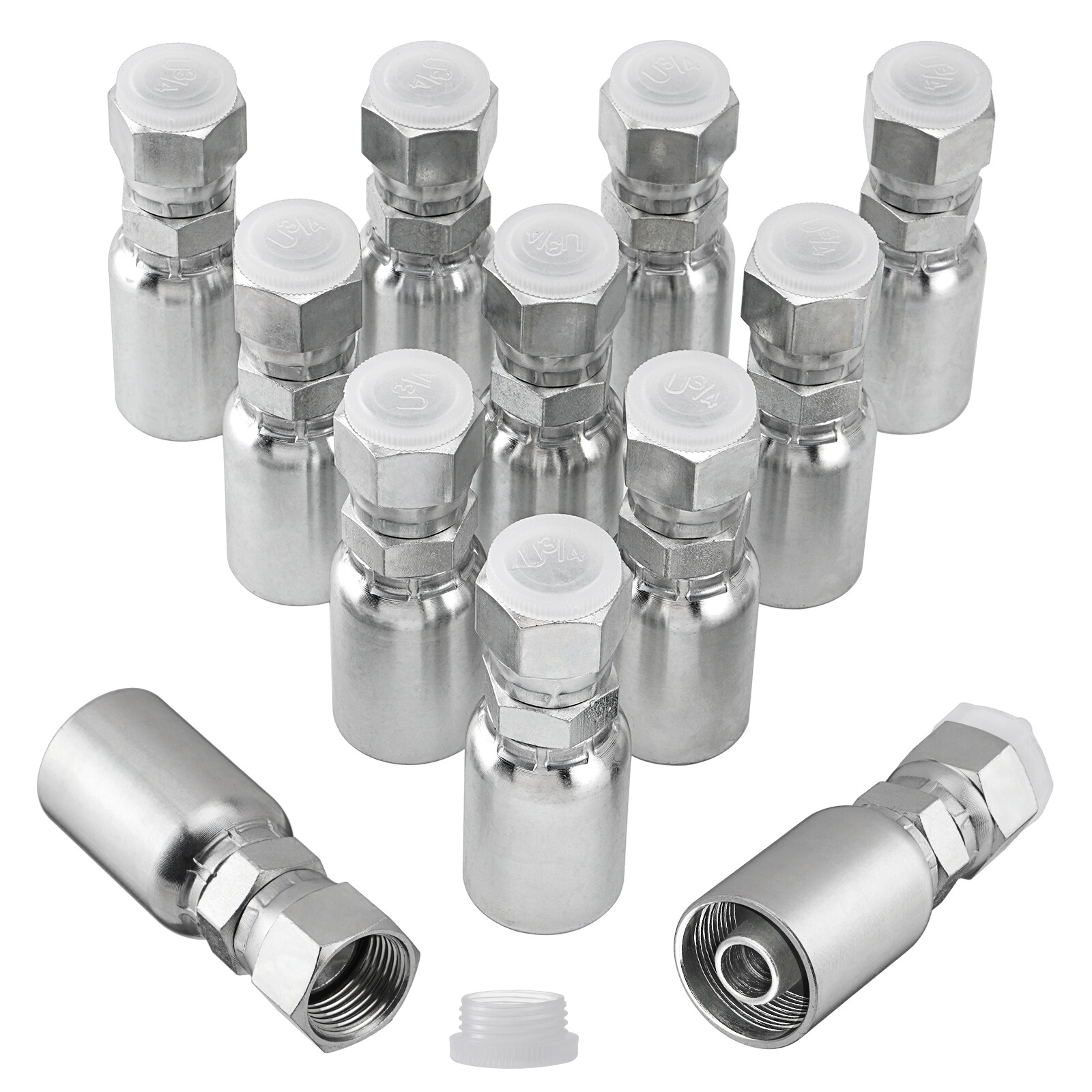 12 Pack 1/2" Hose x 1/2" JIC 37° Female Hydraulic Hose End Swivel Crimp Fitting