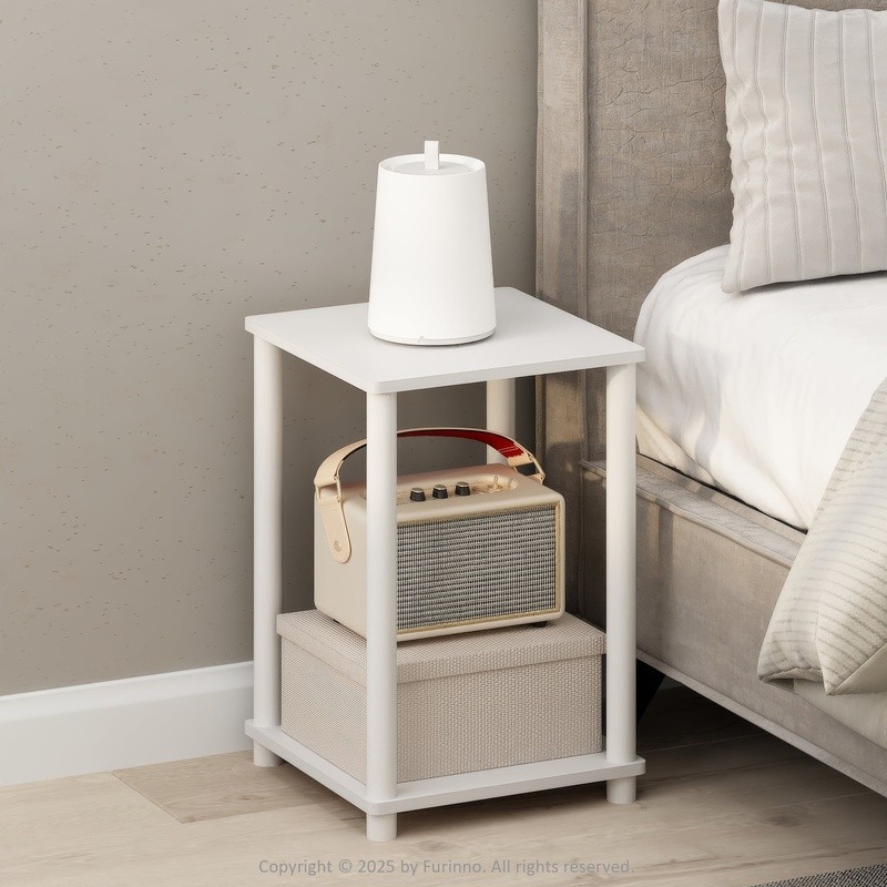 Compact Nightstand Bedside Table Easy Assembly 2-Tier Storage Modern Design New
