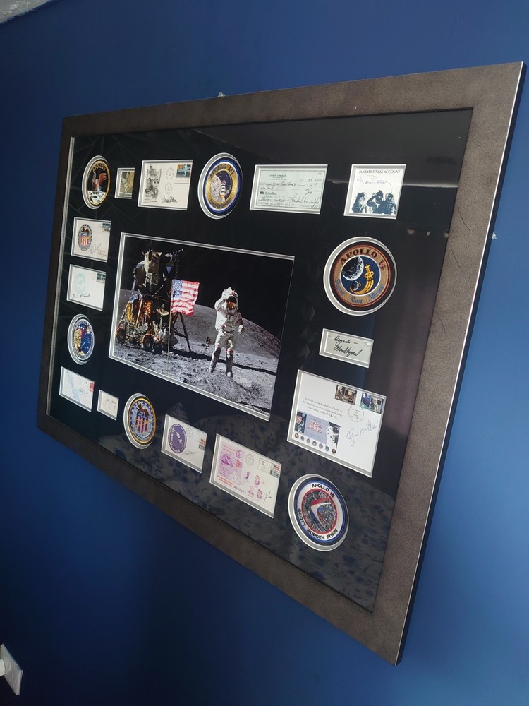 Rare Framed Apollo moon landing memorabilia, includes authentication certificate