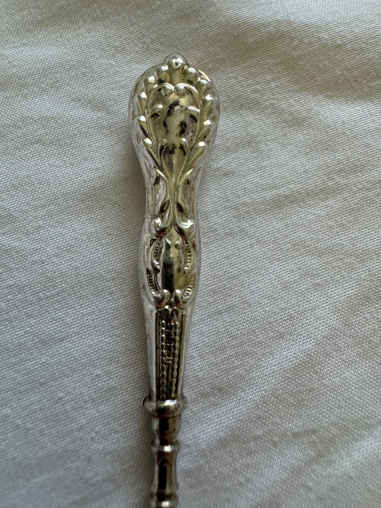 Antique Sterling Silver Handle Button Hook w/ Beaded & Scrolling Design