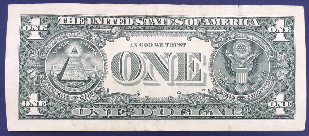 2017 $1 One Dollar Bill Serial Number # Misprint Note Error High 0 & Over Ink