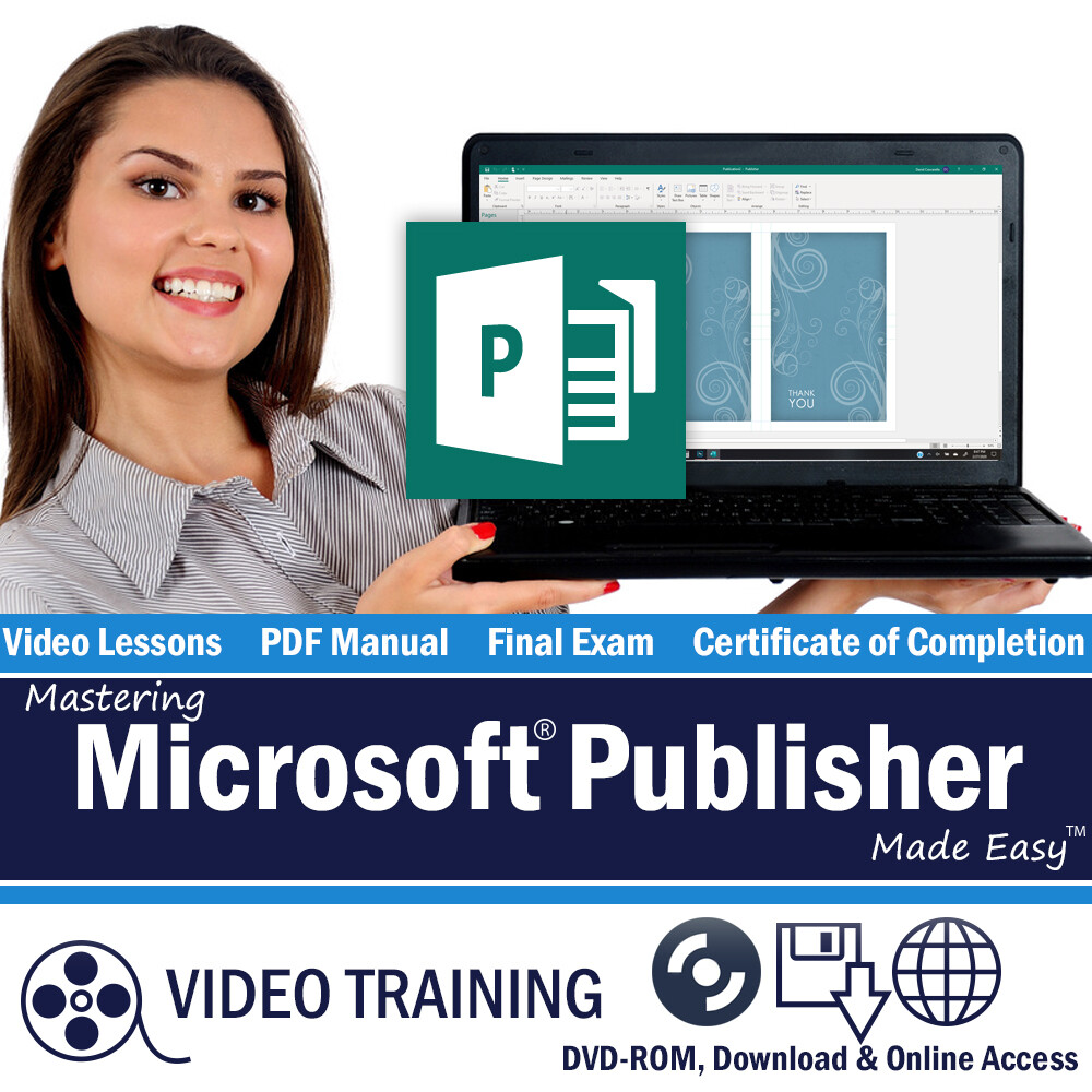 Learn Microsoft PUBLISHER 2016 2013 Training Tutorial DVD-ROM Course 64 Lessons