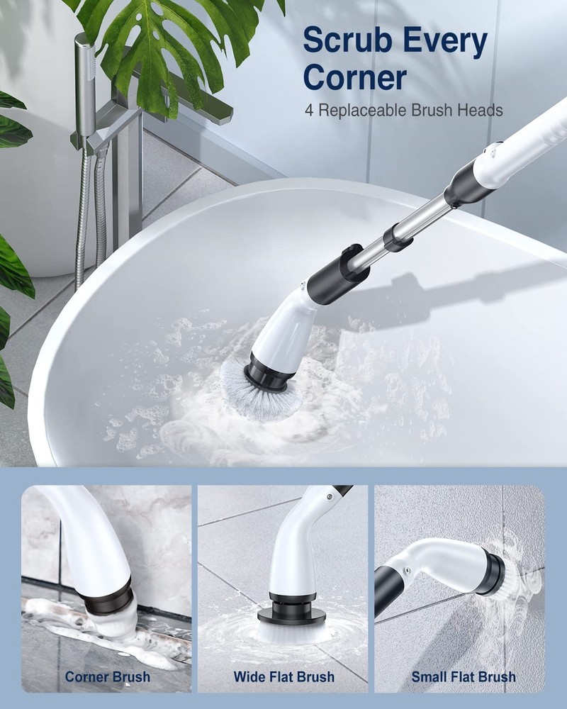 Electric Spin Scrubber, Cordless Cleaning Brush Scrubber with 7 Replaceable B...
