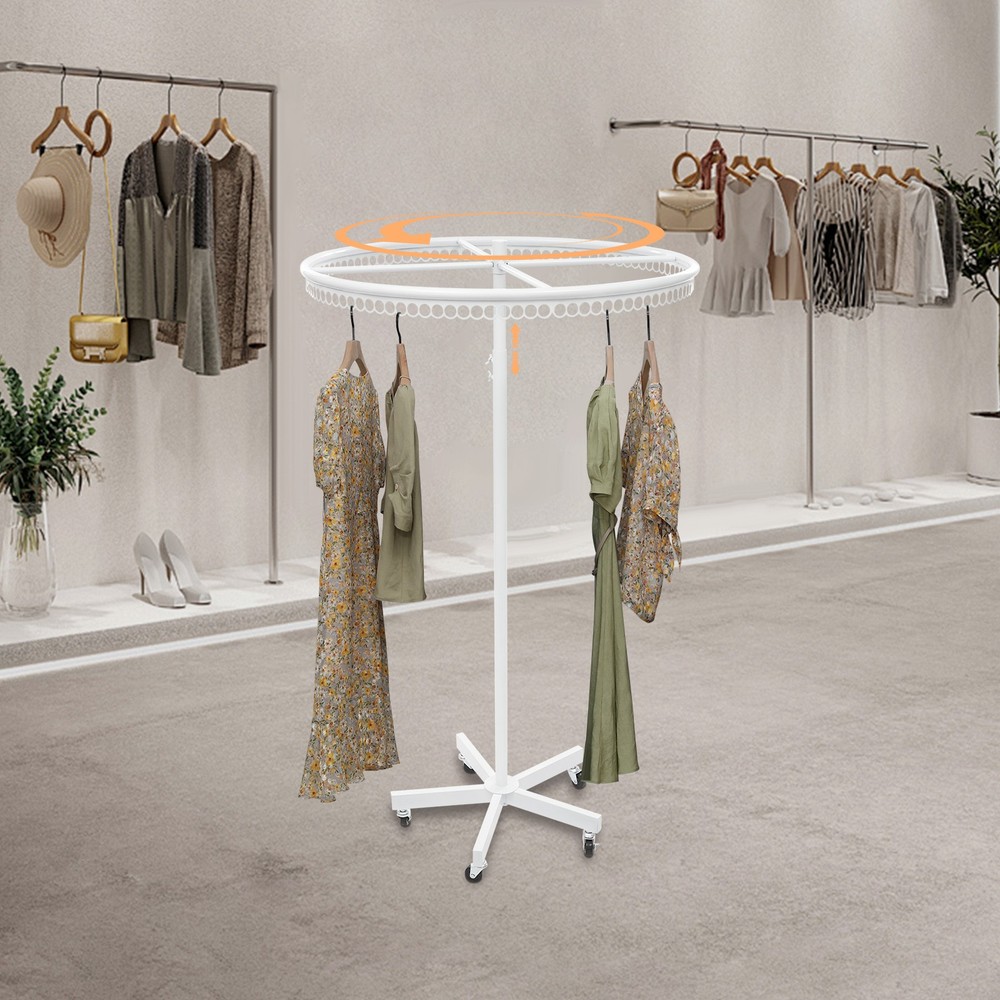 Rotatable Round Clothes Rack - Adjustable Height, Sturdy & Stylish Design