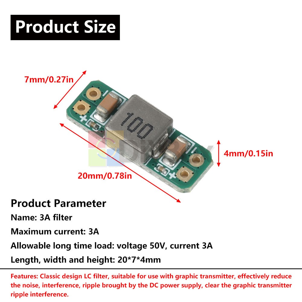 LC Filter Module 3A 50V clearing image transmission ripple interference filter