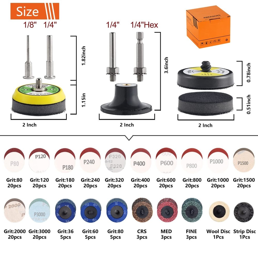 Comprehensive 2" Sanding Discs Set with Backer Plate
