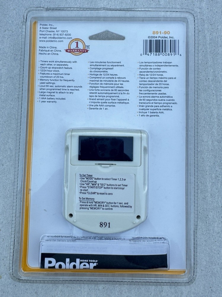 Polder TRIPLE KITCHEN TIMER CLOCK ~ NEW! FREE SHIPPING Kitchen Stopwatch