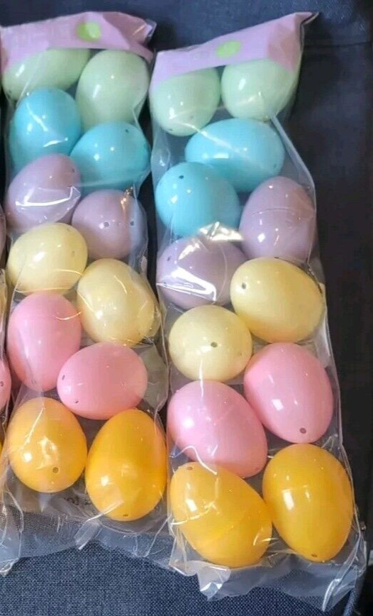 24 PCS 2.4" Plastic Easter Eggs Bulk, Empty Easter Eggs in 6 Colors, Fillable