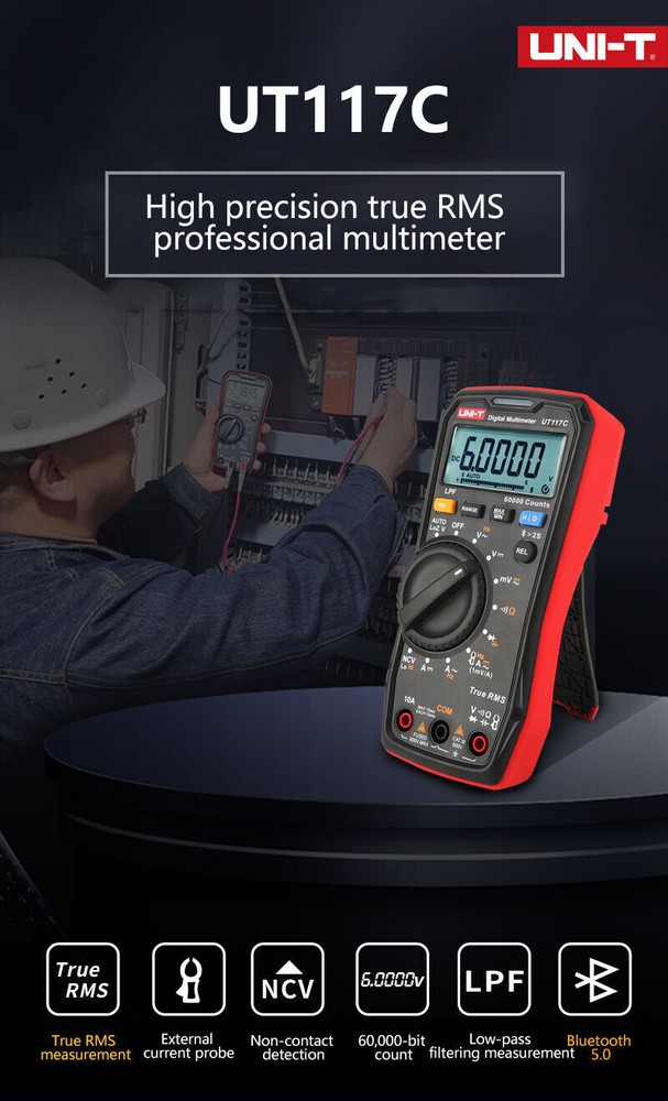UNI-T UT117C Bluetooth Digital Multimeter True RMS UTCS06A 400A Current Clamp