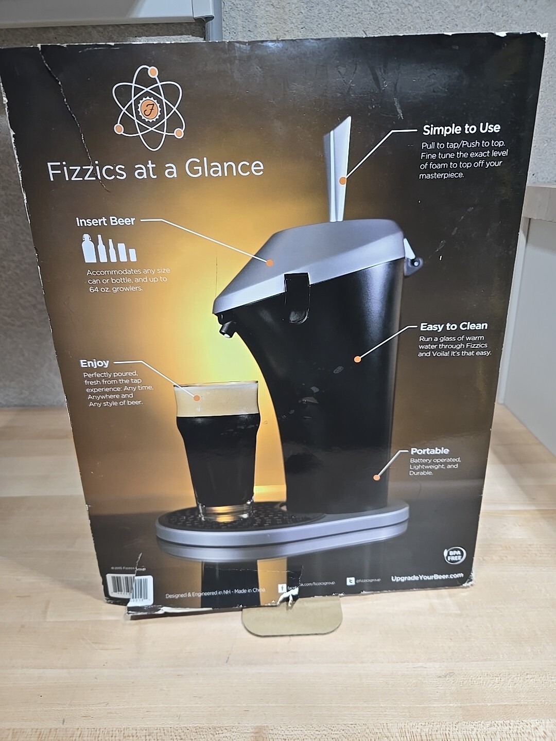 Fizzics FZ101 Portable Beer Enhancement System Micro-Foam Technology Open Box