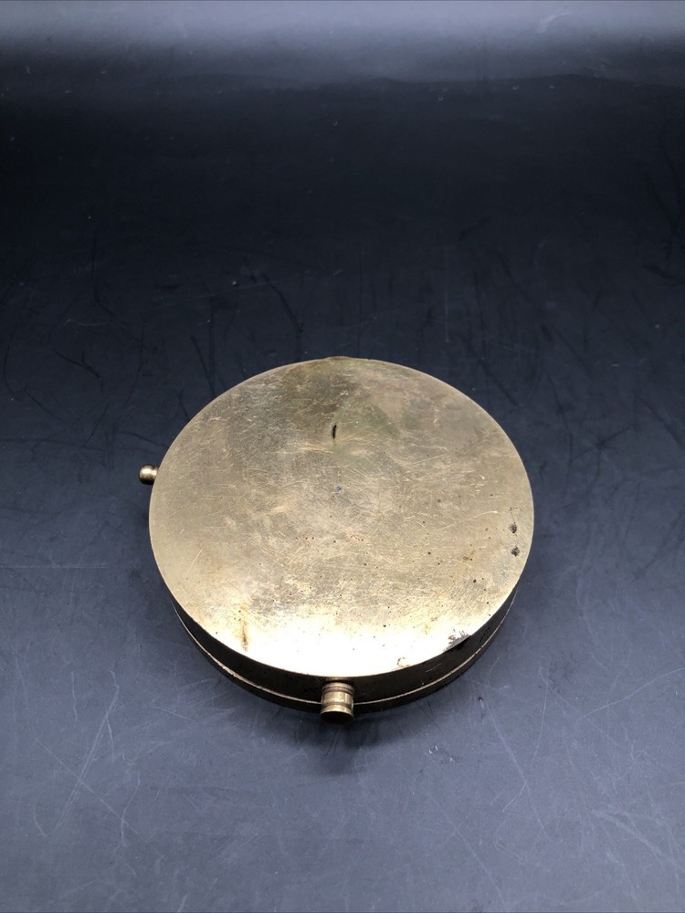Vintage Solid Brass Pocket Compass 3 In Push Button Lock Collector Gift