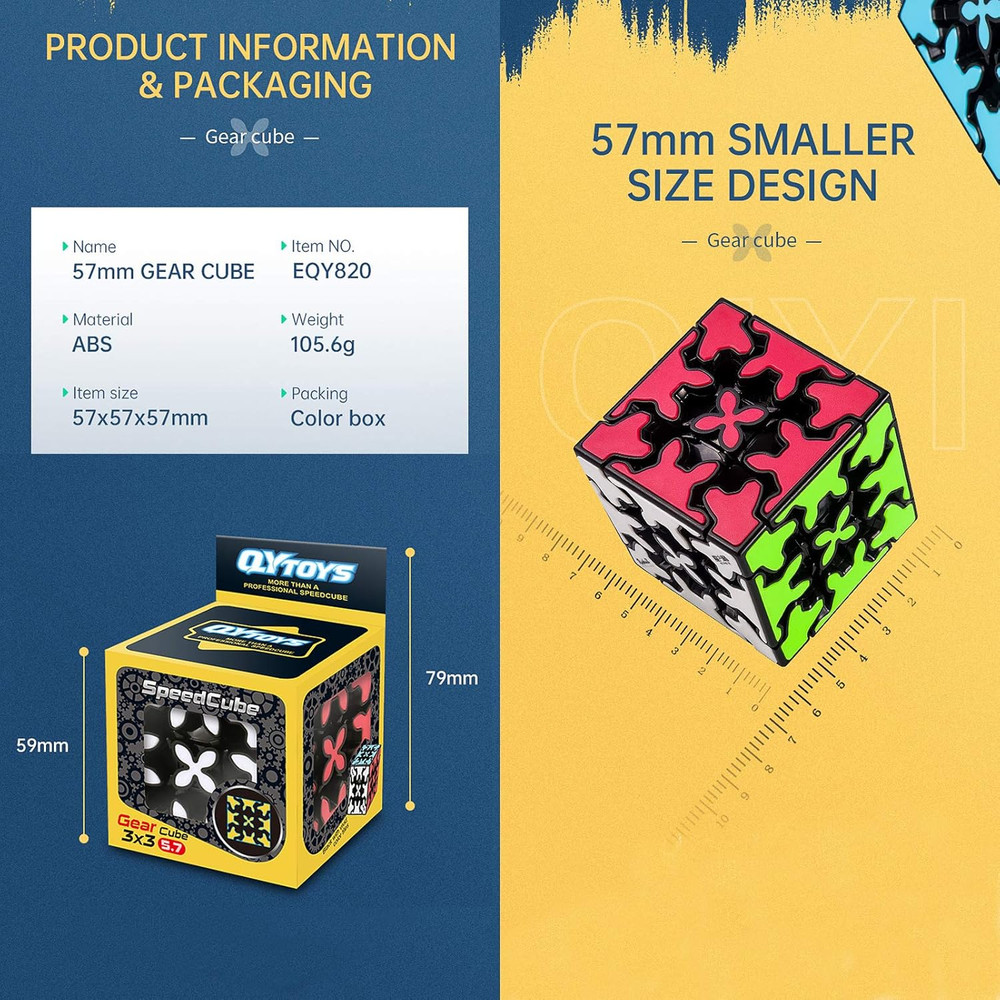 Gear Cube 3X3 with Three-Dimensional Gear Structure, Embedded Tile Design Magic