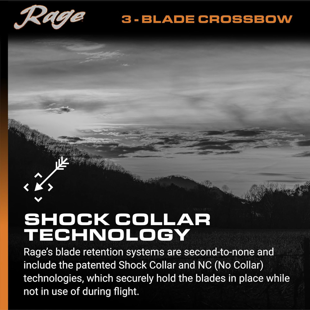 3 Blade Chisel Tip X Crossbow Broadhead 1.6" Cut, Orange (60200)