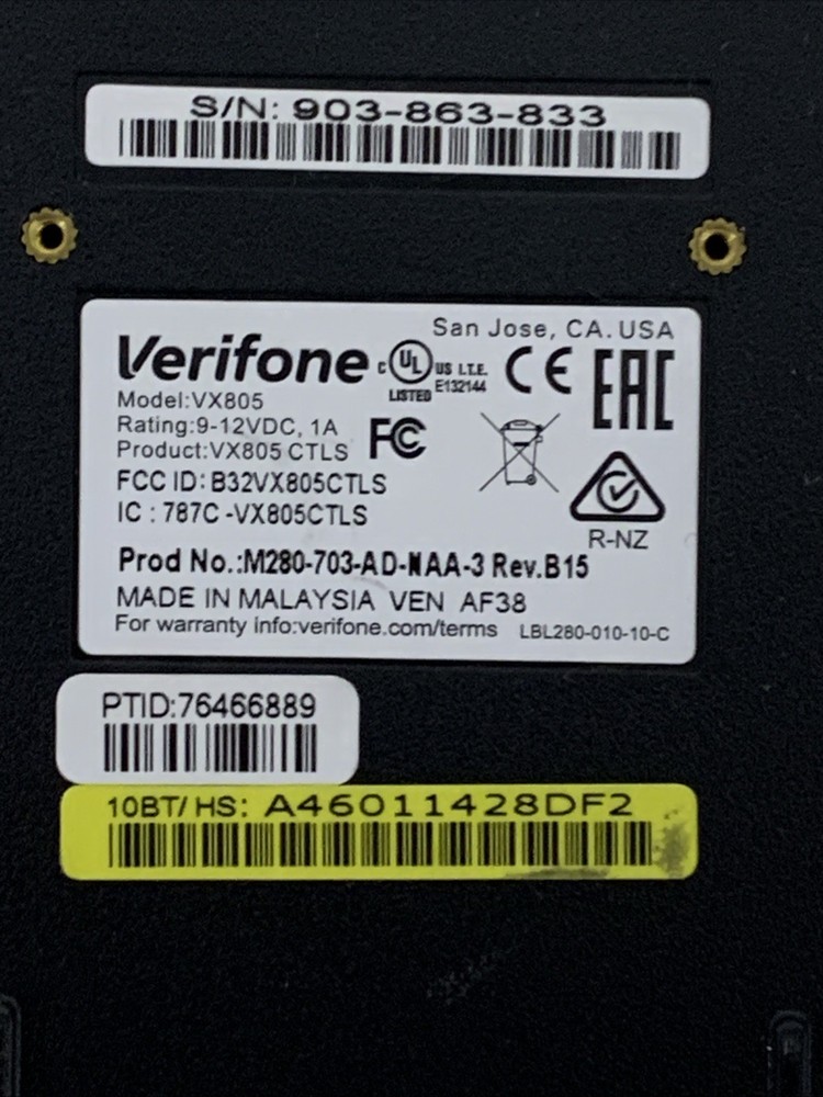 VeriFone VX805 PIN Pad with EMV Chip Reader VX 805