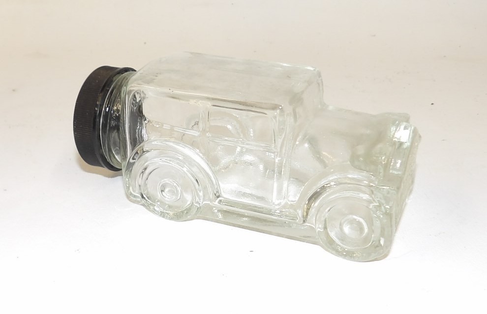 Old Glass Car Candy Container with Lid