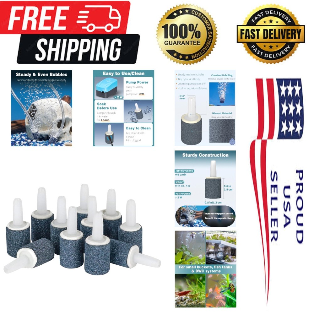 12-Pack 0.6 Inch Air Stone Diffuser for Nano Tanks - Boost Aquatic Oxygen Levels