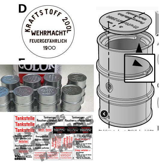 Passion Models 1/35 Fuel Drum Cover Set Type D 1940 (6 same caps)
