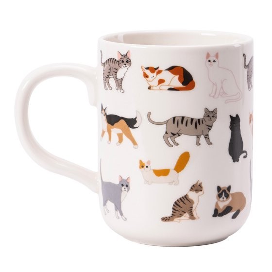 Mainstays 16.06 oz White Stoneware Cat Mug