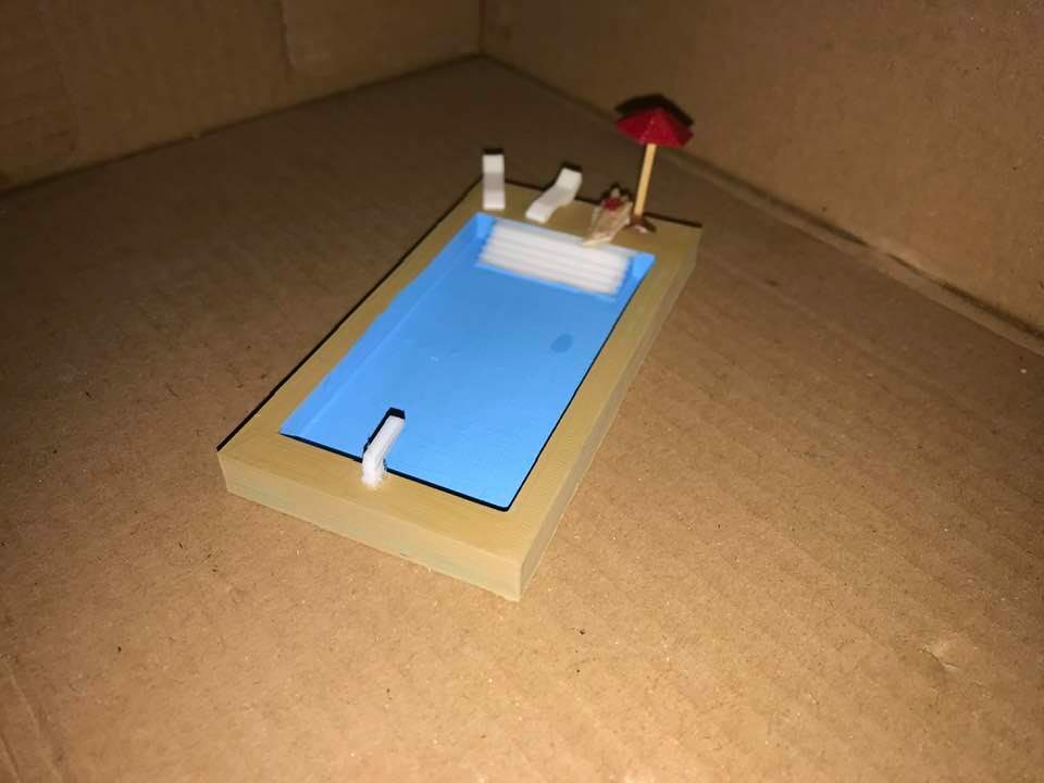 Ho 1/87 Scale Rectangular Swimming Pool Set. (Unpainted)