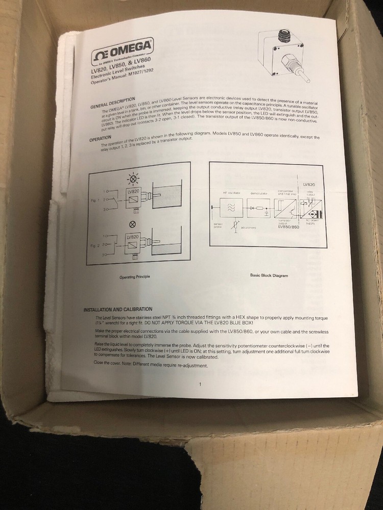 New Omega LV820 Electronic Level Switch