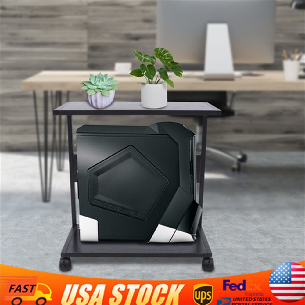 2 Tiers Computer Tower Stand, Under Desk CPU Stand PC Stand with Rolling Wheels
