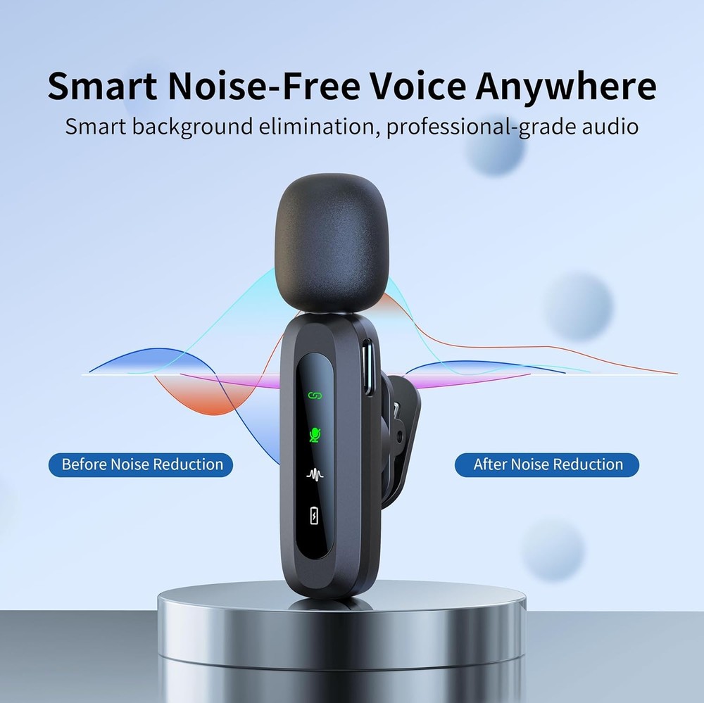 Wireless Mini Microphone for iPhone 15/16, iPad, Android, Wireless Lavalier Micr