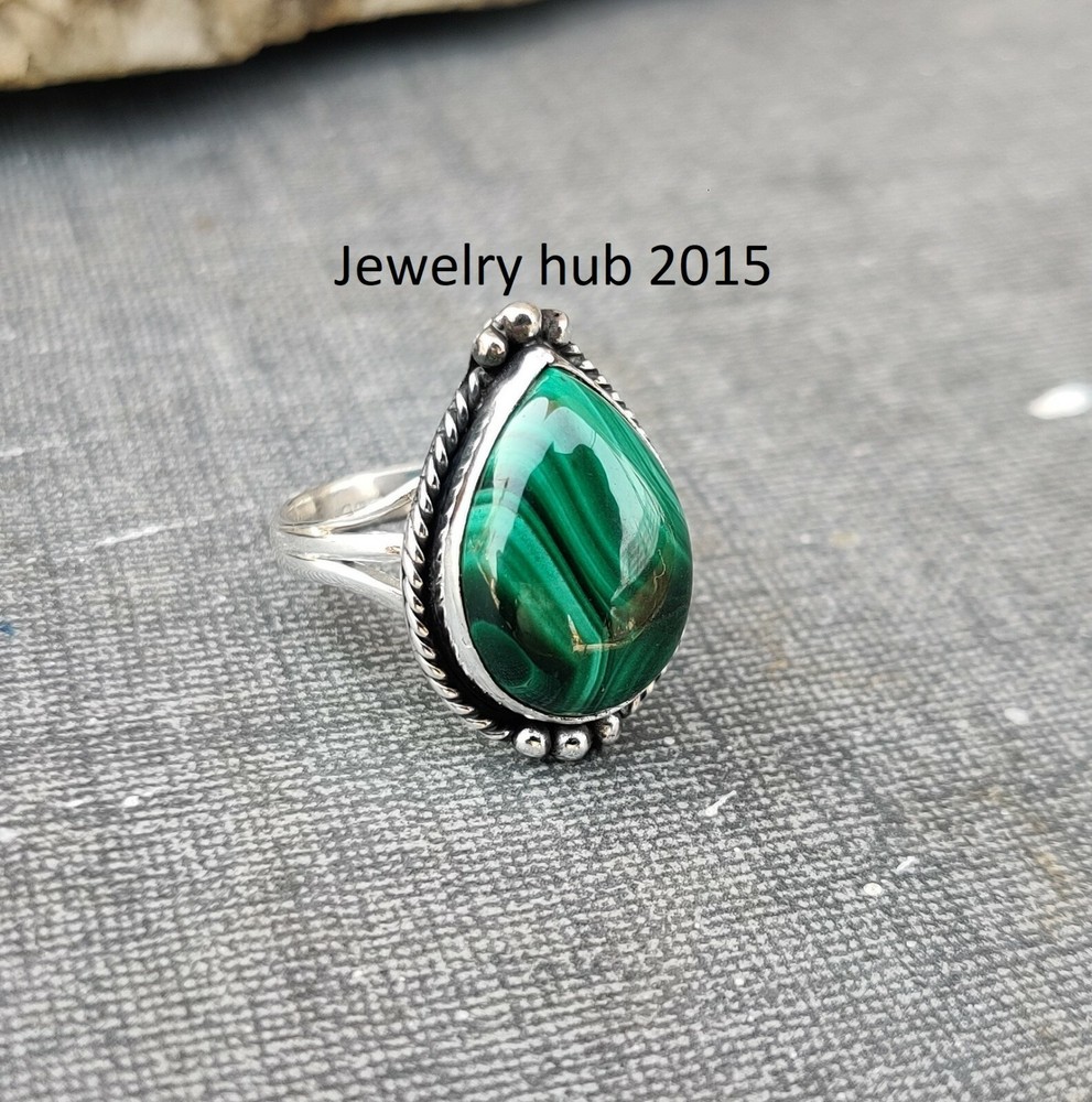 malachite gemstone 925 Silver Ring Beautiful Ring Designer Ring Lovely Ring MO**