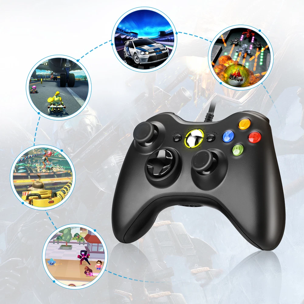 XBOX 360 Wired USB Game Controller Gamepad for Microsoft XBOX 360&PC WIN 7 8 10