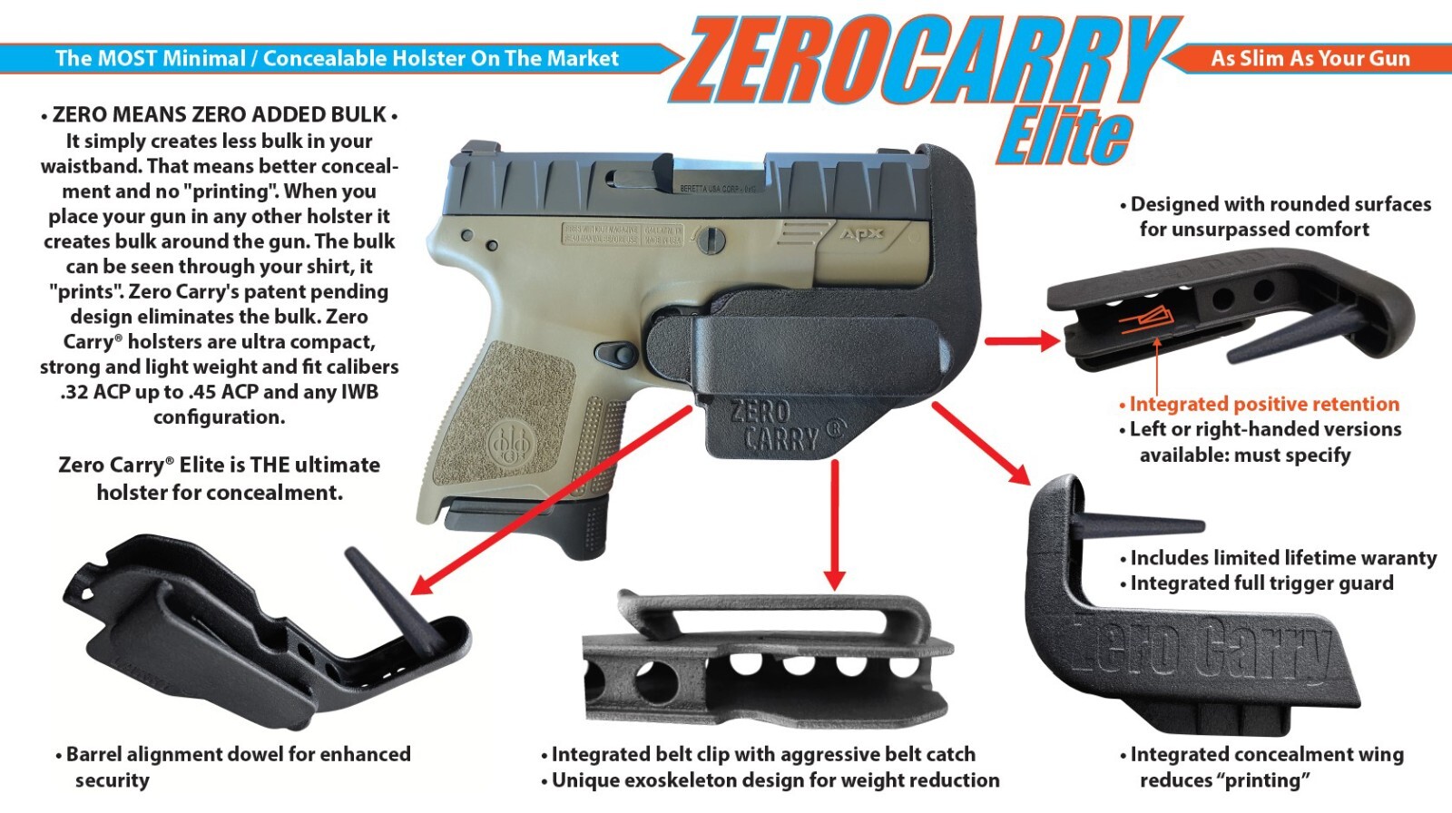 S&W MODEL 327, 357mag. Zero Carry Elite In Waistband Holster for concealed carry