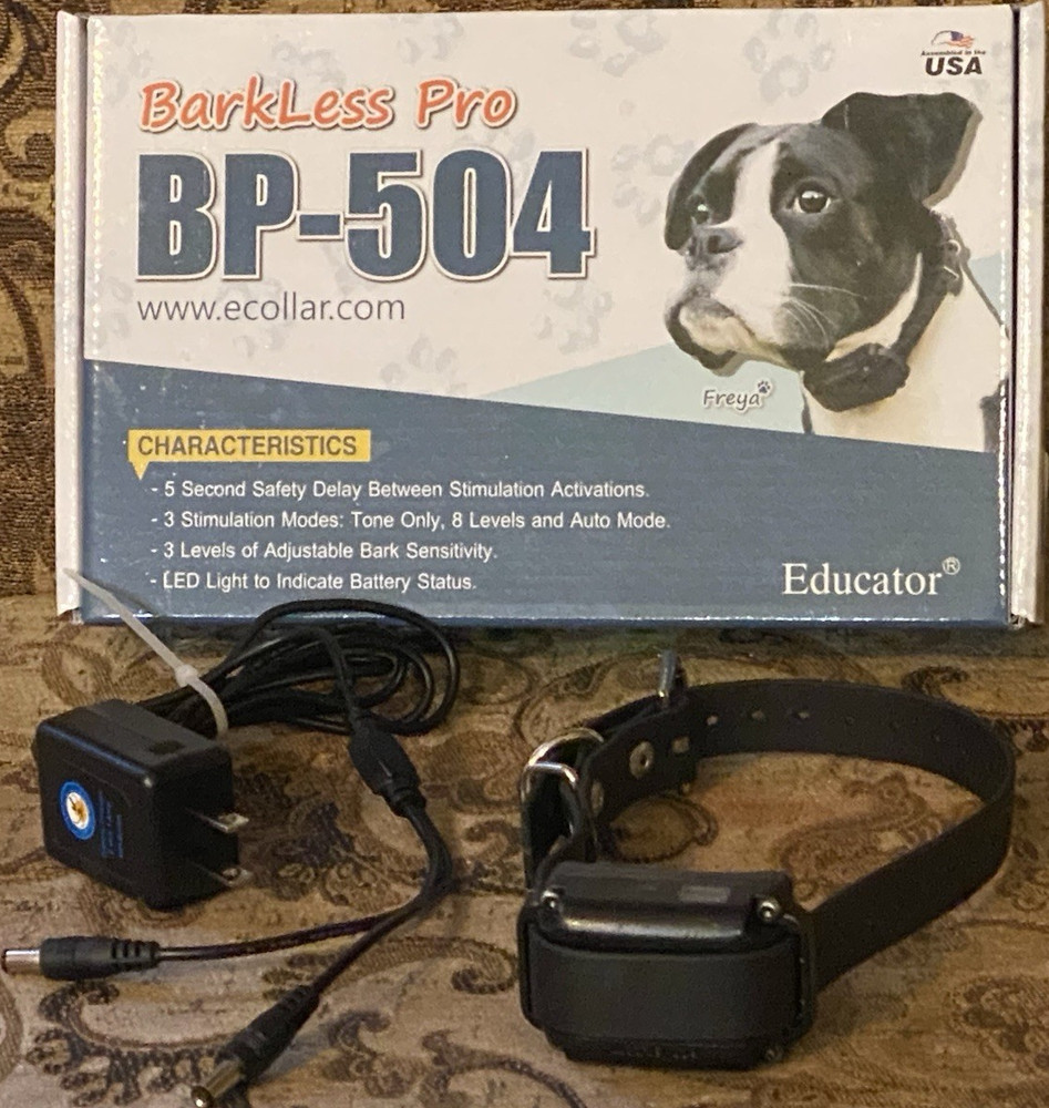Educator BP-504 Rechargeable Bark Collar Static/Shock Vibration Tone Adjustable