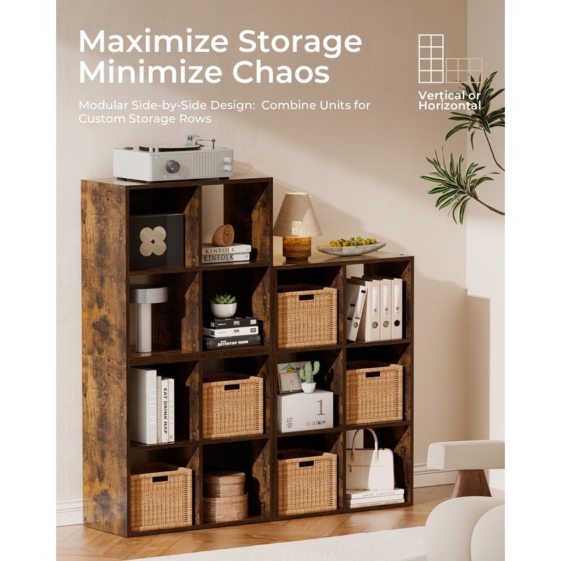 Wood Cube Storage Organizer W/ Removable Panels Home Office Living Room New