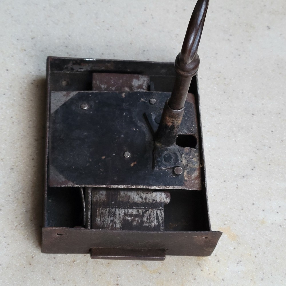 Antique Rusty Primitive Small Iron Lock with Key