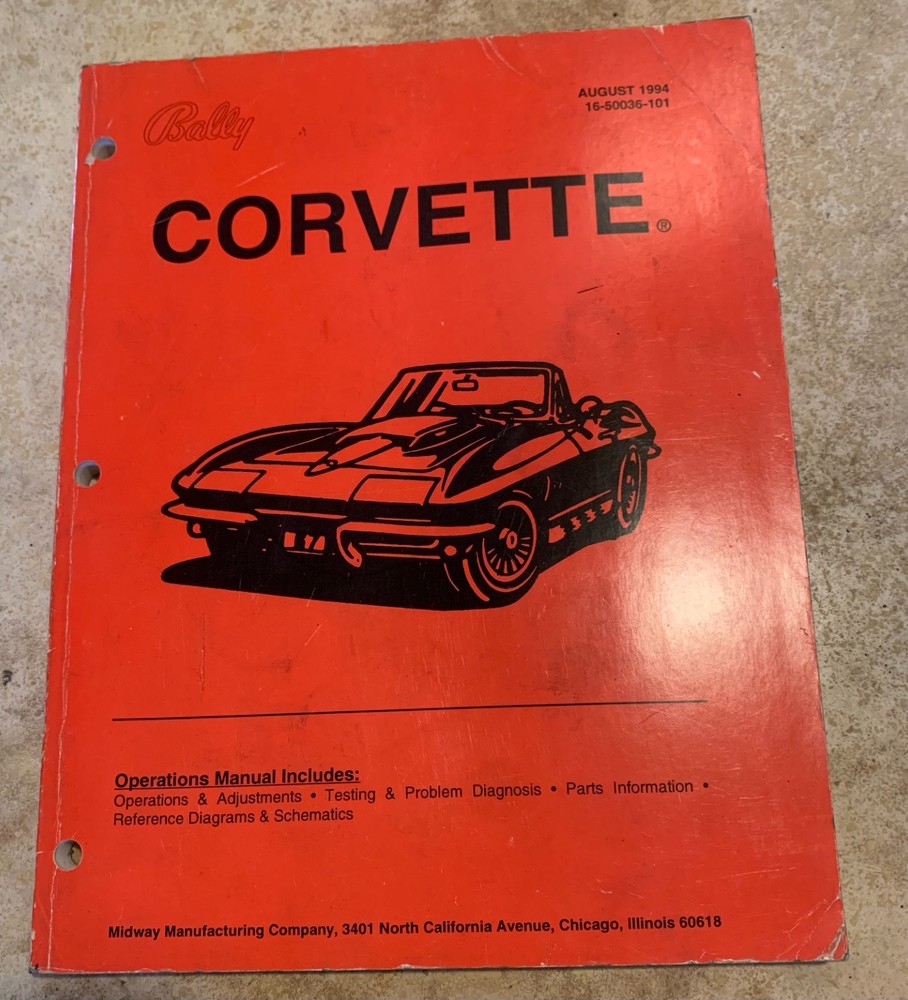 Bally Corvette Pinball Machine Operations Manual ORIGINAL