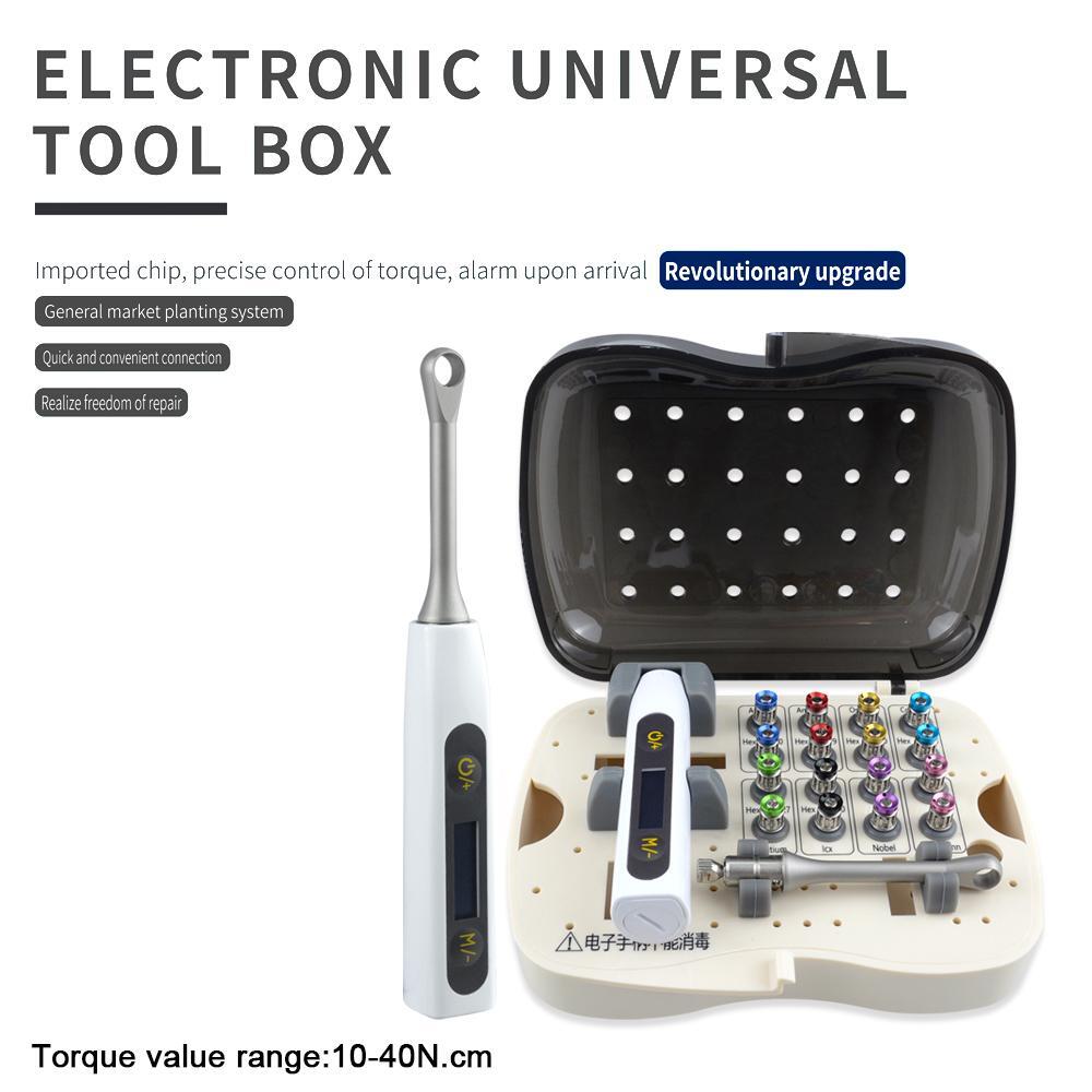 Electronic Dental Implant Universal Prosthetic Kit Torque Wrench 16 Screwdrivers