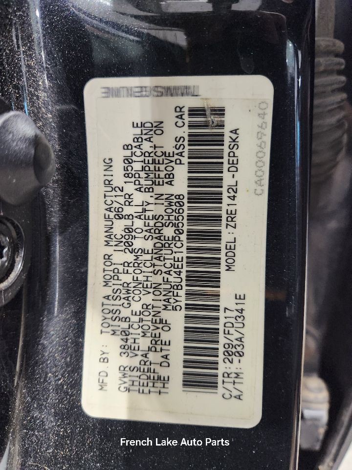 Automatic Transmission FWD 1.8L 4 Speed Fits 09-16 COROLLA 1318858