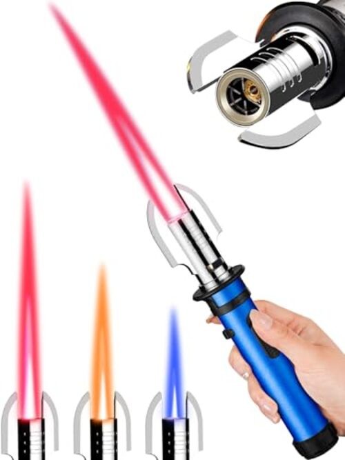 Torch Lighter, Refillable Butane Jet Flame Lighter with Adjustable Flame & Blue