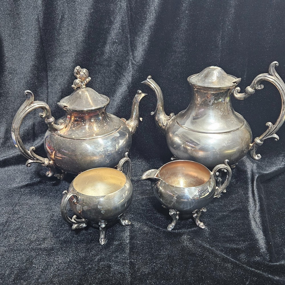 Vintage Silver Plate Tea Set Coffee Service 4 Piece