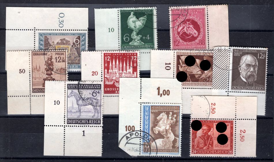 DR-3.Reich Section Bow Corners Postmarked (AA9498