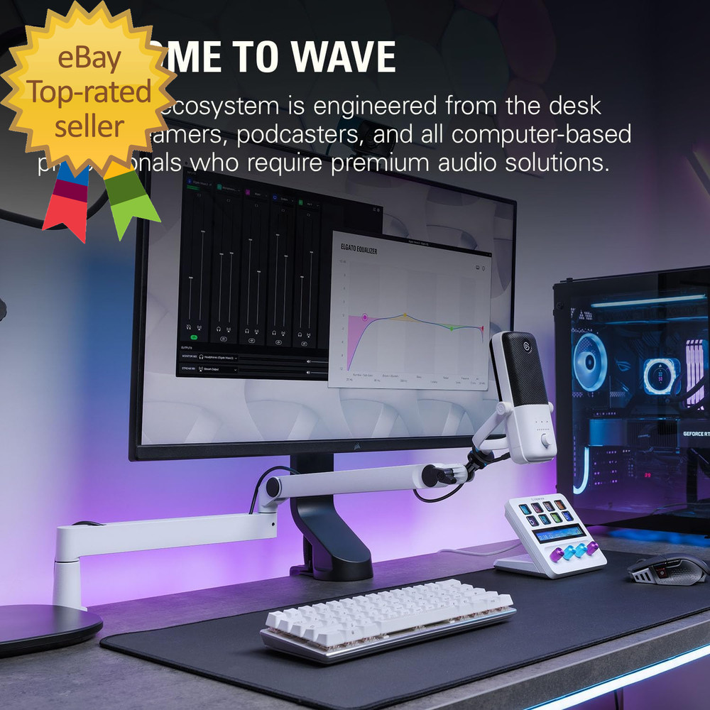 Wave Mic Arm LP White Premium Low Profile Microphone Arm with Cable Management