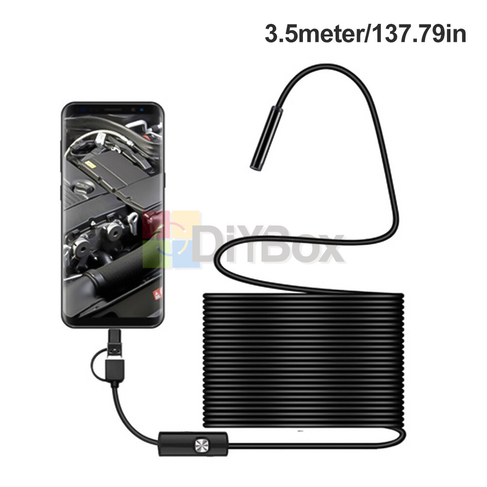 Endoscope Borescope w/ 6LED Mini Inspection USB Camera Scope Borescope 1/3.5/5m