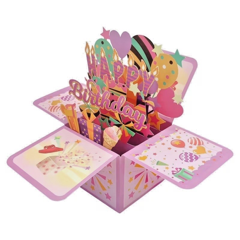 3D POP UP BIRTHDAY CARD WITH ENVELOPE/NOTE CARD
