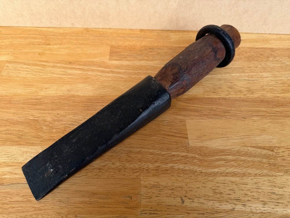 Vtg. LOGGING GLUT Wood Splitting Socket Wedge Chisel Wood Handle Lumberjack