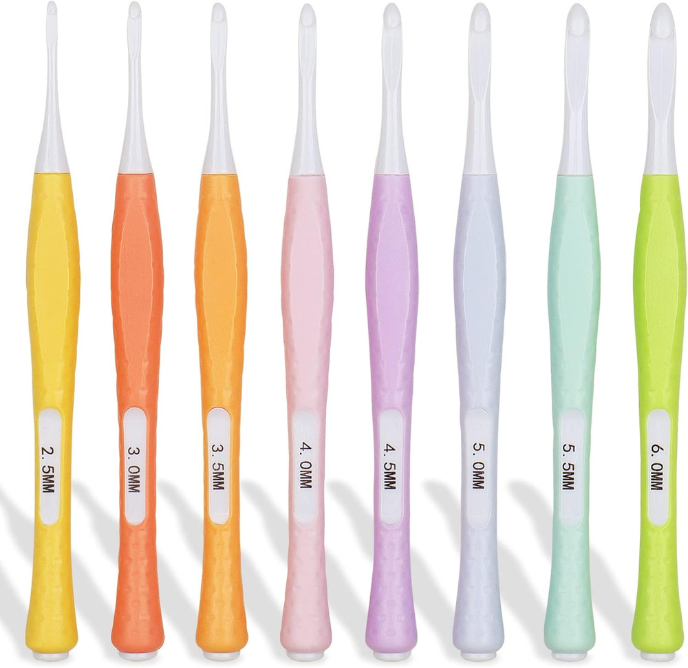 Katech 8 Pcs Inline Crochet Hooks Set, Ergonomic Non Slip Crochet Hook for Croch